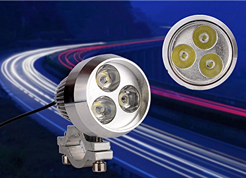 Bright 12W 3 LED Metal Shell Motorcycle Fog Light Handlebar Spotlight Universal Motorcycle Headlight For All Electric Bike Work Driving Headlamp Spot Lamp Night Riding Safety 12v-80v Voltage Universal