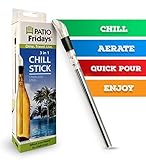 Iceless Wine Chiller Stick by Patio Fridays, Deluxe 3 in 1 Stainless Steel Wine Bottle Chiller Stick with Aerator and Pourer for chilling, pouring and aerating wine, keeps your wine chilled longer!