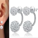 Hemlock Women Lady Shinning Crystal Pendant Earrings Ear Stud (Silver)