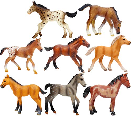 UANDME 8PCS Horse Toy Figures, Collectible Foal Figurines Set 2.5-3.5 Inches Tall - Thumbnail 6