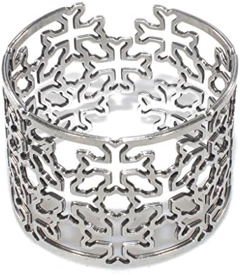 Unisex Silver Plated Adjustable Cuff Bracelet Celtic Cross Bangle Laser Cut Irish Geometric Cross Pattern