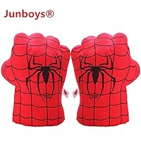 Junboys Plush Kids Boxing Glove Spiderman Toys Super Hero Spider Man Gloves, Smash Hands Fists Super Man Spider, Incredibles Spider-Man Costume Cosplay Dolls for Boys Girls. (1 Pair, Red)