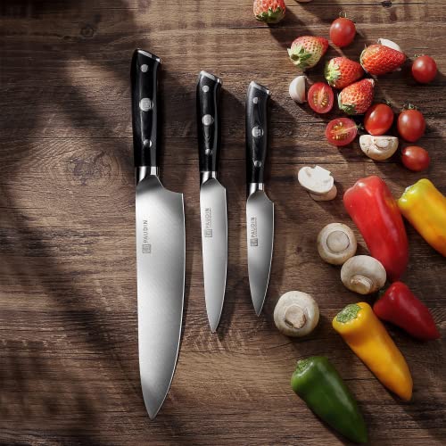 PAUDIN Kitchen Knife Set 3 Piece, Chef Knife Set Professional, 7Cr17Mov
