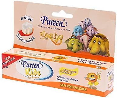Pureen Kids Toothpaste Orange Triple Calcium and SLS & Fluoride Free 1.4 Ounce