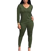 PINSV Women's Tracksuits 2 Piece Outfits Sweatsuits Long Sleeve Top Jogger Legging Pants Sets