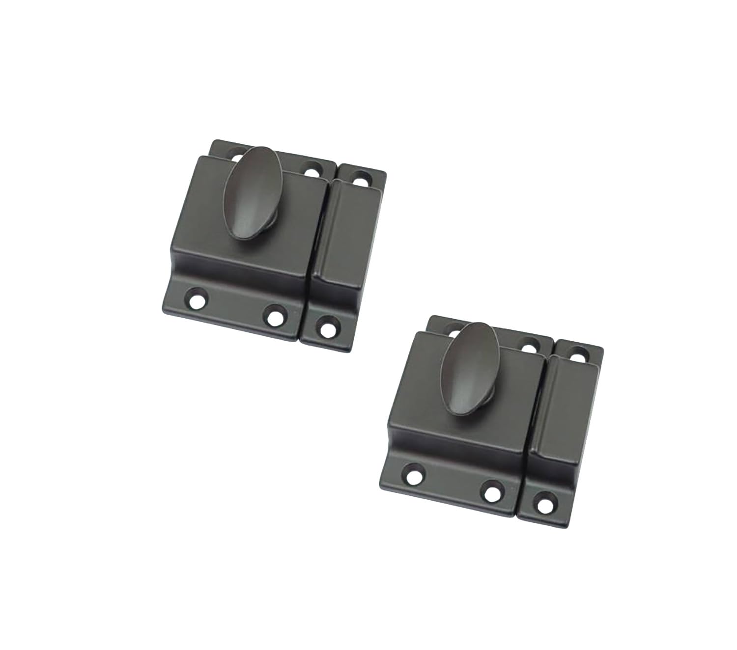 QCAA Traditional Large Oval Turn Cabinet Latch, Solid Brass, 2", for Cupboard & Other Furniture, ORB Oil Rubbed Bronze US10B, 2 Pack, Made in Taiwan