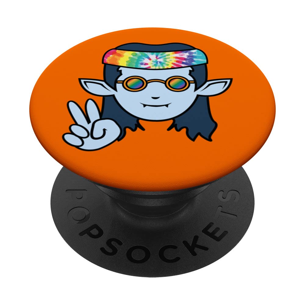 Vintage Hippie Tie Dye Peace Sign Halloween Kid Vampire PopSockets Swappable PopGrip