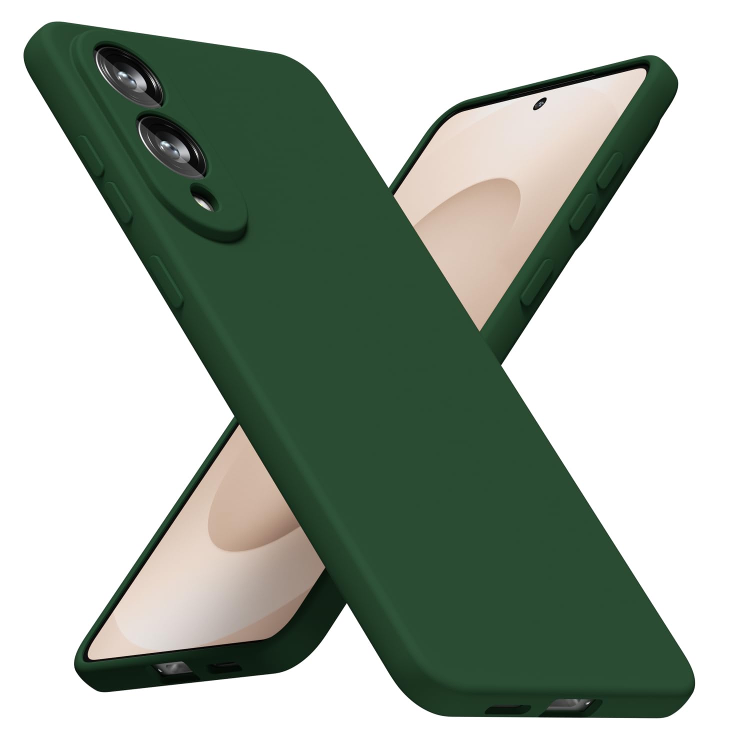 LoeoeL for Samsung Galaxy S25 Edge Phone Case Silicone, Minimalist Ultra Thin Soft Rubber Gel Solid Color Matte TPU Cute Case for Women Men, Girly Plain Aesthetic Design & Camera Cover, Dark Green