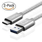 USB Type C Cable, CablePlux USB-C to USB 3.0 Braided Cord (2 Pack, 6.6ft/2m Gray) with Fast Charging and Syncing for Galaxy Note 8, Galaxy S8 & S8 Plus, Google Pixel 2, Pixel 2 XL, LG V30, HTC U11