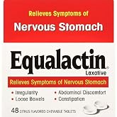 Equalactin Laxative Chewable Tablets, Relieves Symptoms of Nervous Stomach, Citrus 48 ea