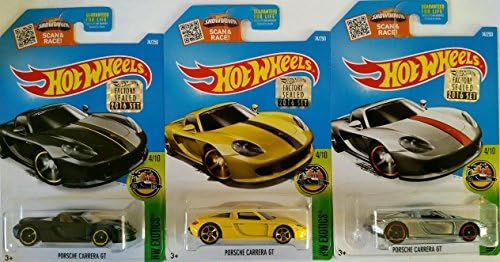 2016 Hot Wheels Hw Exotics 4/10 - Porsche Carrera GT (Black/Yellow/Zamac) - Include Factory Sealed Set Sticker