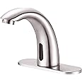 Yodel Faucet Touchless Bathroom Sink Faucet - Automatic Motion Sensor Restroom Toilet Faucet - Battery Operated for Commercial Lavatory, Brushed Nickel