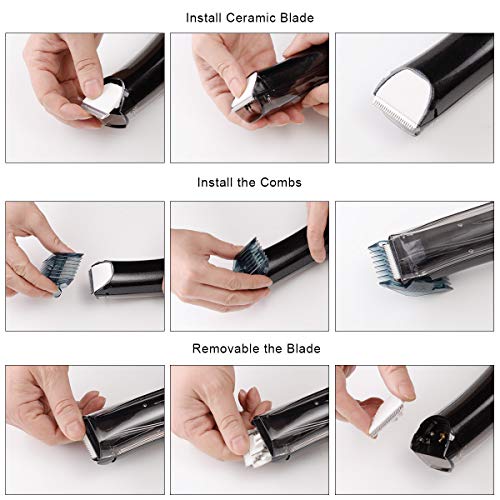 BESTBOMG Pro Outliner Vacuum Trimmer Hair Clipper for Men Vacuum Haircut Barber Kit Cordless Vacuum Hair Trimmer with USB Rechargeable Lithium Ion, 3 Combs Dual Voltage 110-120 VAC, Black