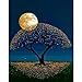 FORESTIME 5D DIY Diamond Painting By Number Kits, Full Square Drill Sky Moon Trees Paintings Pictures Arts Craft for Home Wall Decor (Blue)