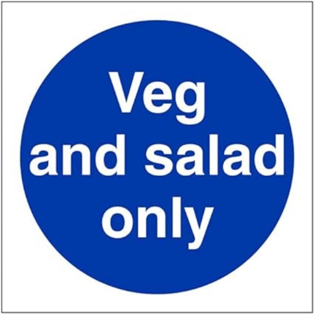 V Safety Veg and salad only-100x100mm-Magnetic Safety Sign