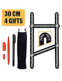Regla de ángulo universal de 11.8 in actualizada, regla de medición multiángulo, herramienta de aleación de aluminio de alta calidad, 4 regalos gratis, bolígrafos de aceite para constructores negros y rojos, bolsa protectora, instrucciones (idioma español