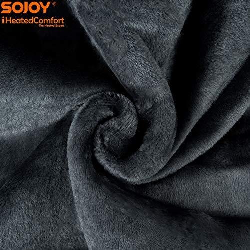 Sojoy iHeatedComfort USB Warm Heated Shawl and Lap Blanket for Home, Travel, Office, Car, Wheelchair, Bed, and Couch Cozy Super Soft Velvet Size (43 x 28 inch) Dark Gray SJ-USB001