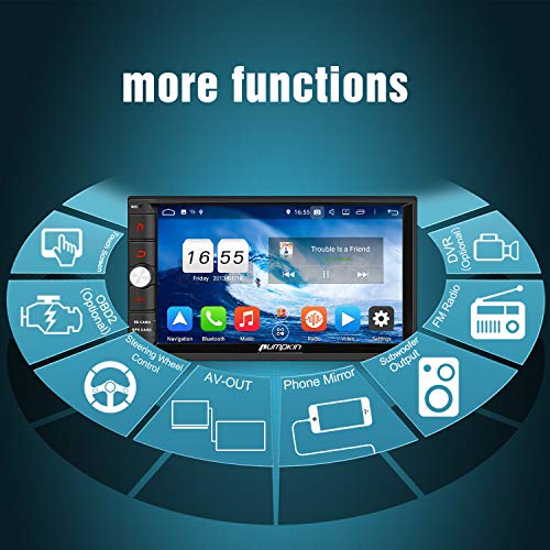 PUMPKIN Android 8.0 Car Stereo Double Din 4GB with GPS, WiFi, Android Auto, Support Fastboot, Backup Camera, AUX, 7 inch Touch Screen