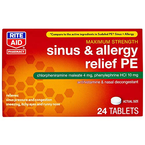Rite Aid Sinus & Allergy Relief PE Tablets, Maximum Strength 24 Count