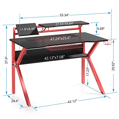 VIPEK Ergonomic Gaming Desk with Monitor Stand, 47 inch KShaped