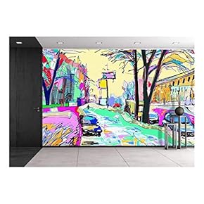 Digital Painting of Winter Landscape - Removable Wall Mural | Self-Adhesive Large Wallpaper - 66x96 inches