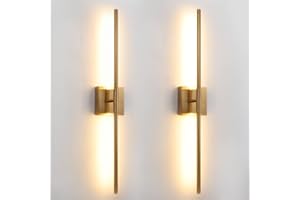 KUZZULL Brushed Gold LED Wall Sconces Set of 2 with Warm White Light