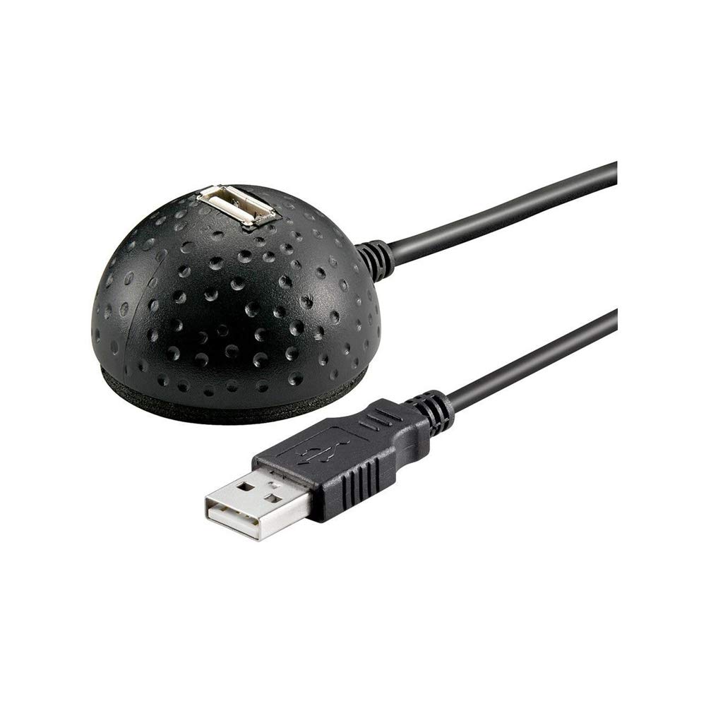Goobay 68913 USB 2.0 Hi-Speed Extension Cable with Desktop Foot, Black, 1.5m Length