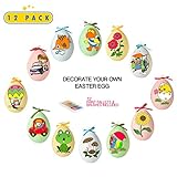 12 Pack Easter Egg Ornaments Paint Craft For Kids- Easter Basket Fillers, Party Favors, Painting Eggs Easter Gift