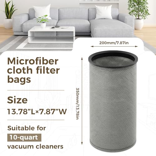 4 Pcs Replacement 10QT Vacuum Bags Reusable Micro Cloth Filter Bags Compatible photo 7