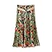 Women's Bohemian floral pleated flax midi skirt dress with belt(M) ( size 4-6)