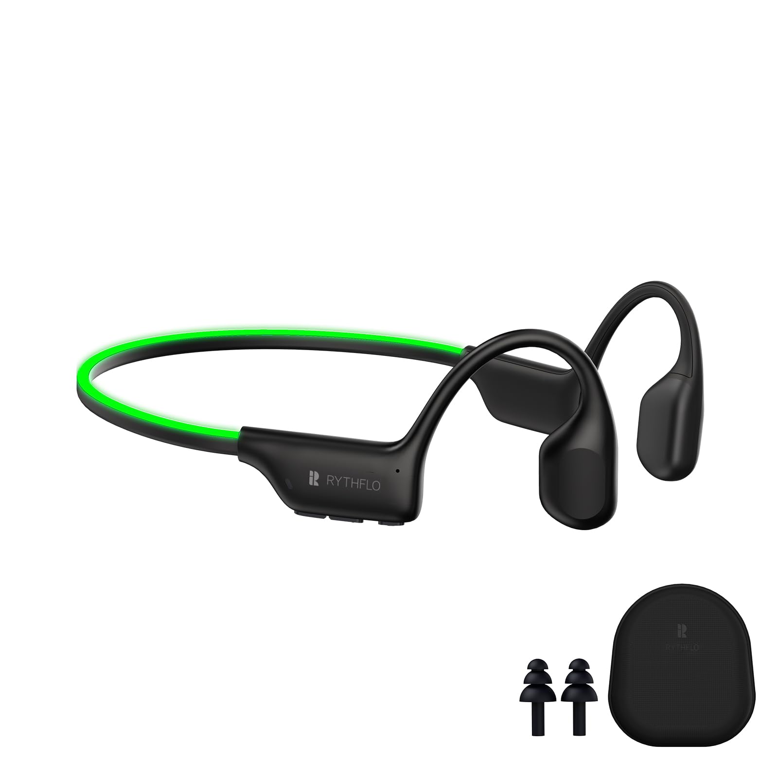 Photo 1 of Rythflo Bluetooth 5.3 Headphones, Bone Conduction Headphones w/Mic Open Ear Wireless Earbuds w/Light Bar for Running, IPX7 Waterproof 32GB MP3 for Cycling, 8Hrs Playtime Earphones for Sports Workouts