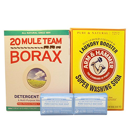 Laundry Soap Kit - Dr Bronner, Borax & Washing Soda (Pure Castille Baby Unscented)