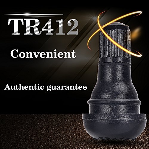 image for DCFlat Snap-in Short Black Rubber Valve Stem (TR412) 4-Pack for Tubele