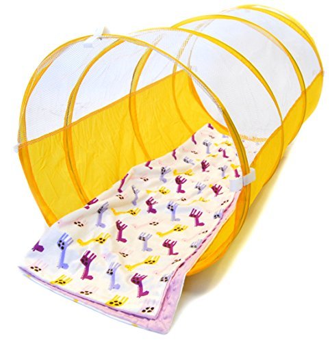eWonderWorld 3.25' Sunshine Yellow Kid'S Pop-Up Play Tunnel with Carrying Bag - Children'S Tunnel, Play Tube, Crawl Tunnel for Toddlers, Toy Tunnel