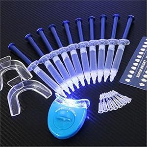 Image of Teeth Whitening Kit (10) Gels (2) Trays (1) Blue White Led Light