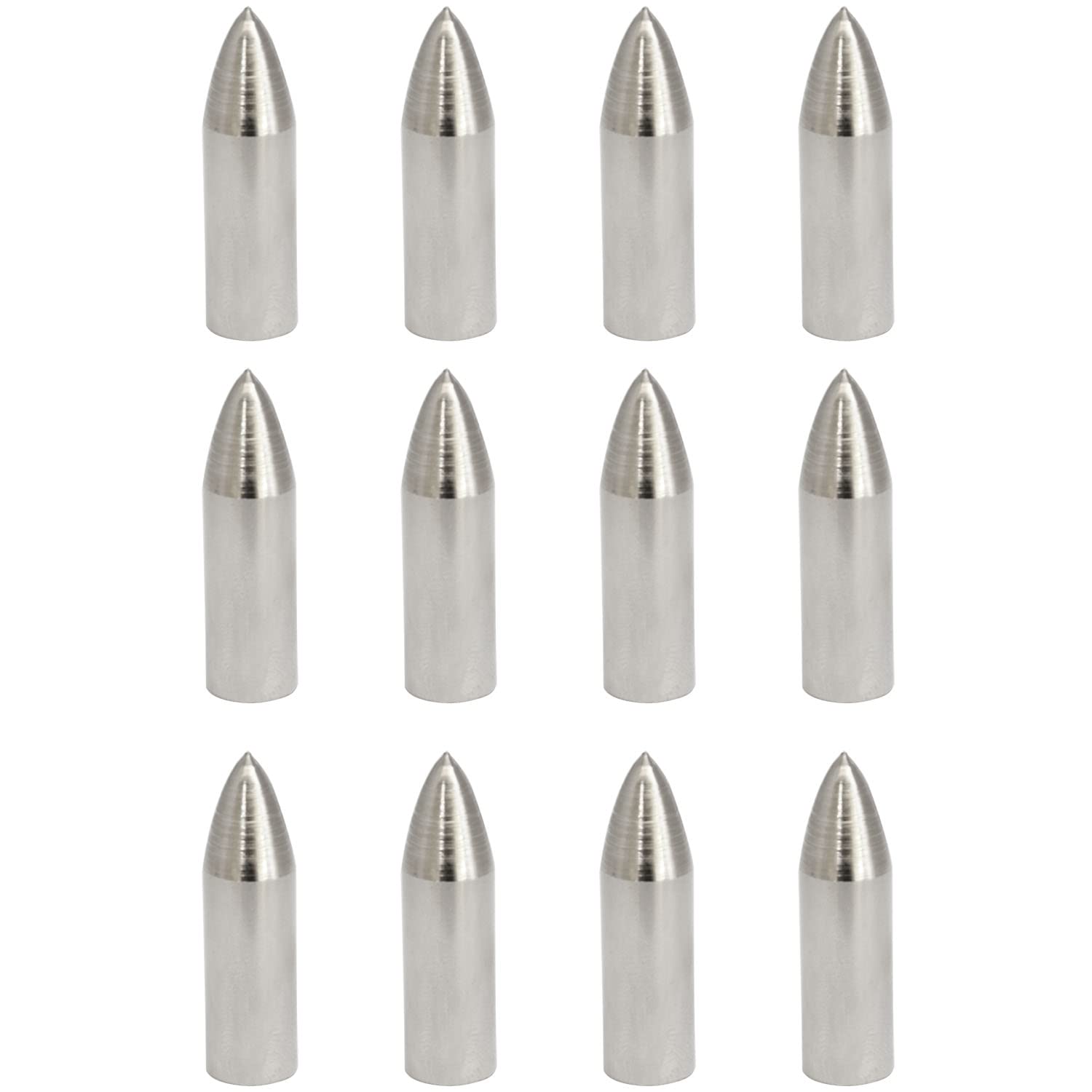 Photo 1 of ZYAMY 12pcs Field Tips Target Point Arrowhead Arrow Heads 100 Grain Glue on Target Stainless Steel Arrow Points Wood Arrow Tips for ID 8mm Arrow Archery Accessories, Silver