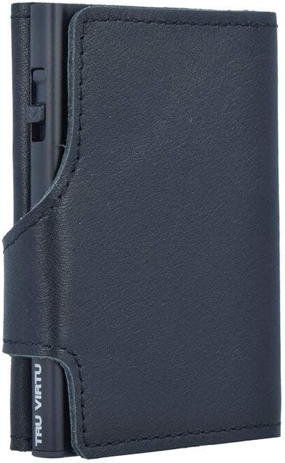 Tru Virtu® Card Holder Click & Slide Nappa Black/Black I Credit Card Holder Wallet I Card-Holder-RFID-NFC-Protection I Wallet Made of Real Italian Leather I Purse I Slim Wallet - Image 5
