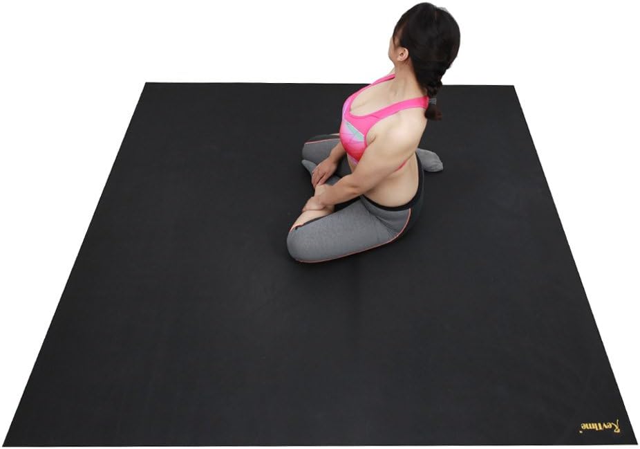 RevTime Super Large Exercise Mat 6 x 6 Feet (72"x72") Heavy Duty Cardio Mat For Home Workouts Gym Black : Sports & Outdoors