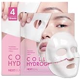 NEXTBEAU Collagen Hydrogel Face Mask, Pack of 4, 34g Each | Hydrolyzed Collagen, Hyaluronic Acid, Niacinamide &amp; Peptides, Deep Hydration, Smooth Skin