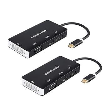 CableCreation USB C Hub [2-Pack],4-in-1-USB-Typ C (Thunderbolt 3) auf HDMI 4K DP 4K DVI VGA Adapter, kompatible mit USB c Com