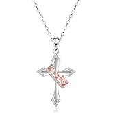 Senpotly Crown Cross Necklace for Women - 925 Sterling Silver Cross Pendant Necklace Christian Jewelry Religious Easter Christmas Gift for Men