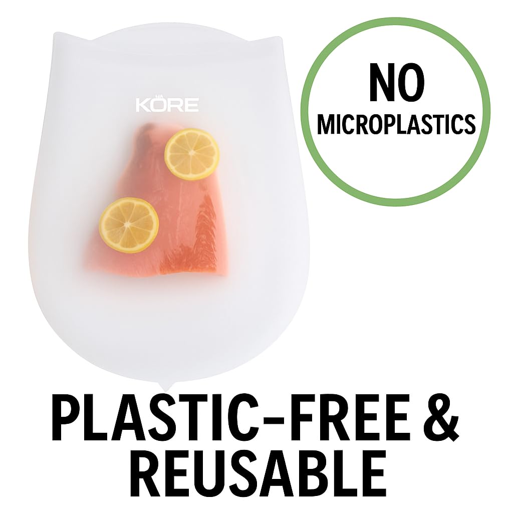 Revolutionize Sous Vide Cooking with AppleKoreLiving Sous Vide Reusable Silicone Bags | Extra Large BPA Free Set | Thinner and More Flexible than Other Reusable Vacuum Seal Bags