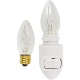 Replacement Night Light Base with Two 5W C7 Bulbs &ndash; Standard Plug-in Nightlight Module, On/Off Switch, E12 Socket, UL Certified White Base for Decorative Covers &amp; Home Lighting from SassyXpressions