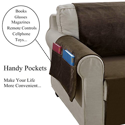 YEMYHOM Real Non-slip Pet Dog Sofa Covers Protectors Super Soft Couch Slipcovers with Flannel Fleece Fabric (Loveseat, Light Coffee) - Thumbnail 4