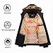 Yozai Mens Winter Parka Insulated Warm Jacket Military Coat Faux Fur with Pockets and Detachable Fur Hood 370 Black Medium