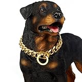 Abaxaca Big Dog Collar Large 19mm Stianless Steel 18K Gold Big Dog Choke Training Collar Necklace Chain for Men dog (22 inch, Gold)
