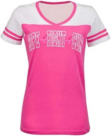 Susan G. Komen Women's Powder Puff Jersey Player T-Shirt, Pink/White. KOMELT0126 at Amazon Women 