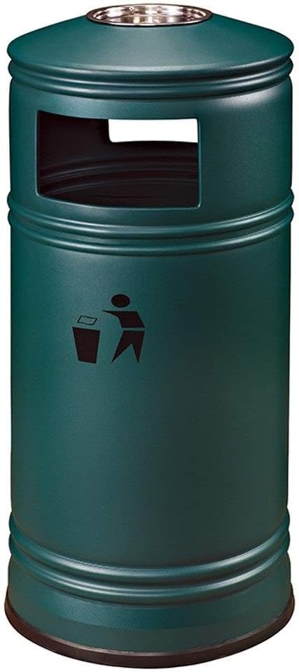 Xinxinchaoshi Outdoor Indoor Large Trash Can, Creative Round Design with Stainless Steel Ashtray 33L (Color : Green)
