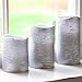 LampLust Distressed Silver Flameless Candles with Warm White LEDs, Set of 3, Real Wax, Batteries & Remote Included