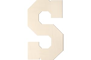 HOMENTHUS Wooden Letters 8 Inch, Big Wooden Letter S Shape Cutout Vintage Sports Style Unfinished Wood Alphabet Letters for Wall Decor Nursery Name Painting Crafts Party Room Home Decoration